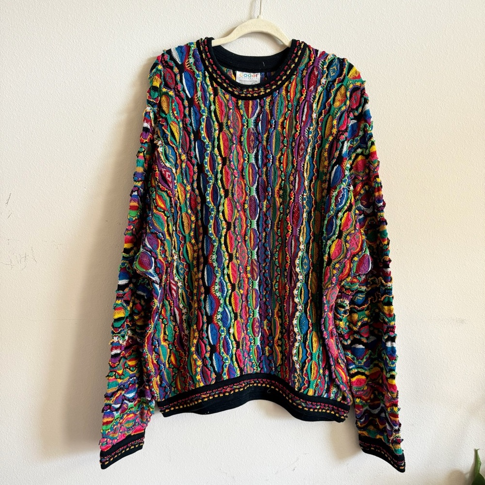 Coogie Knit Sweater vtg 80’s Biggie Cosby Oversized Multicolor XL